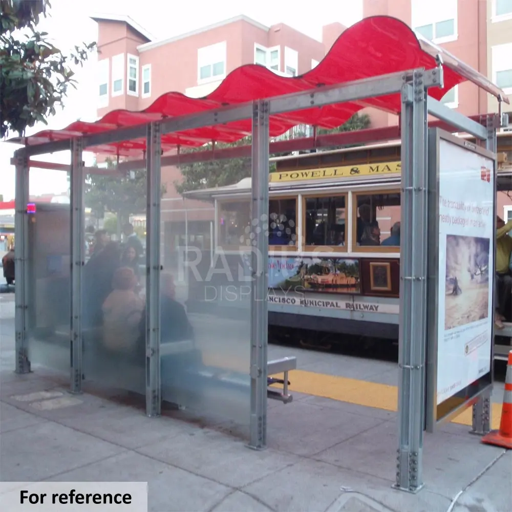 Tempat berlindung Bus logam yang dapat disesuaikan dengan gaya sederhana untuk penggunaan sekolah taman luar ruangan untuk jalan-jalan Kota