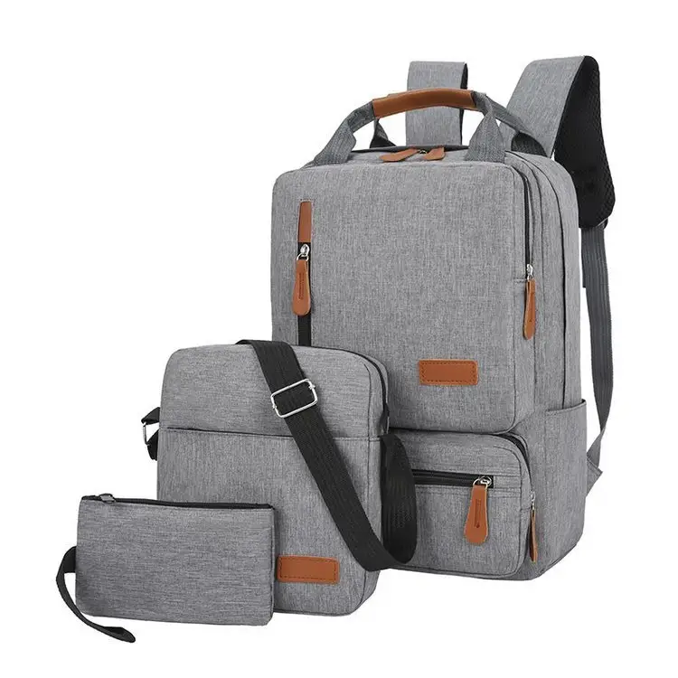 Özel Logo fabrika toptan 3 in 1 özel büyük kapasiteli Laptop çantası USB şarj ile sırt çantası iş sırt çantası Laptop çantası çanta seti