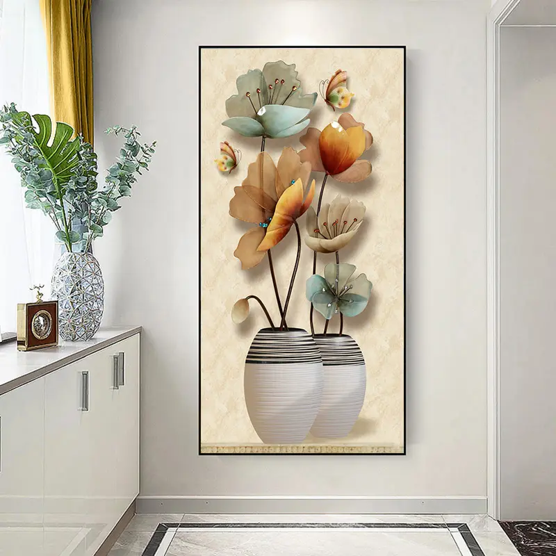 Imágenes de Arte de pared de flores de mariposa Retro, póster Vintage e impresiones para decoración para sala de estar, pinturas en lienzo