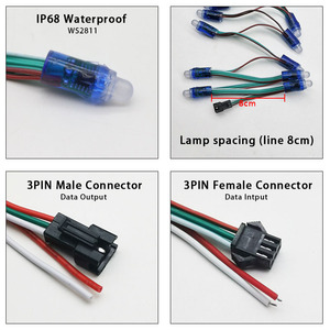 50 LEDs/paket IP68 su geçirmez LED dize ışık adresli WS2811 piksel IC DC 5V 12mm Glow kelime reklam için delikli lamba - Product Image 4