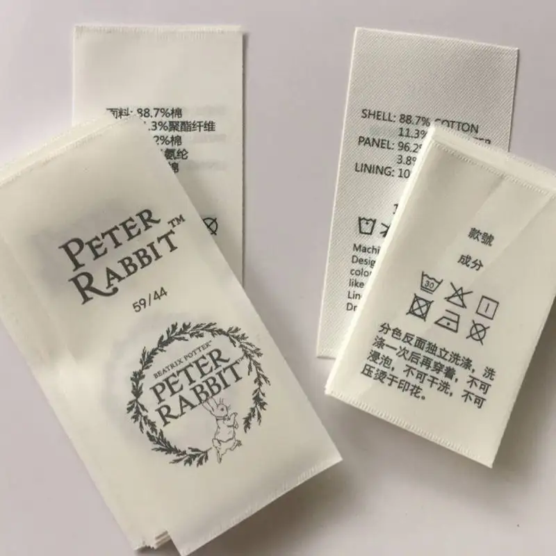 Étiquettes de soins du lavage 100% en Nylon et soie, 1 pièce, personnalisées, rouleau de waffle, avec combinaison et taille imprimée