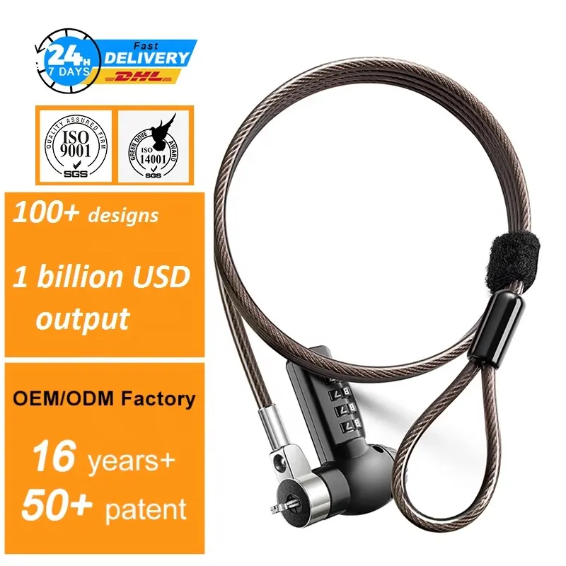 Wholesale Custom Laptop Lock tablet cable lock Security Kensington lock for PC Computer Notebook Locking