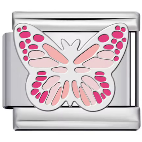 4949-rose orange papillon rose Argent