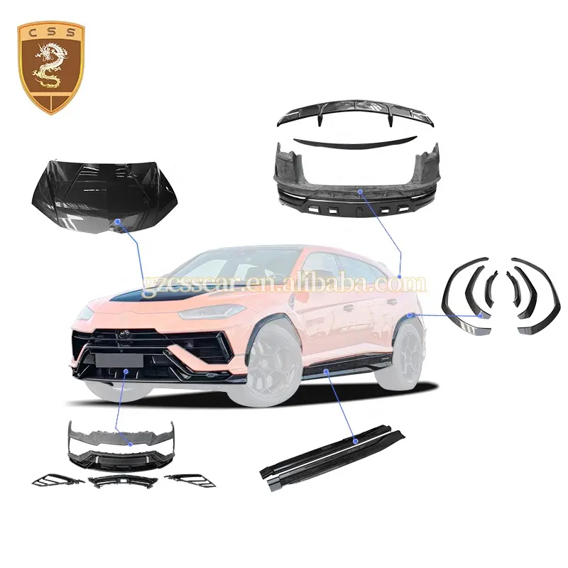 Actualizar a estilo Performante fibra de carbono conjunto de parachoques delantero escape alerón trasero capó cuerpo Kit para Lamborghini Urus Wide Bodyki