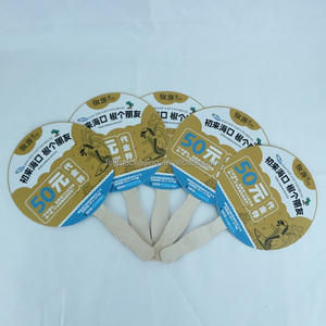 Custom 20 cm <strong>Diameter</strong> Advertising Gifts Paper Fans With Wooden Handle Promotional Hand Fan