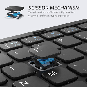 Mini teclado plegable triple Teclado inalámbrico de cuero con panel táctil Teclado portátil para Windows Android IOS iPad Phone - Product Image 4
