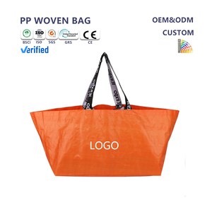 Có thể gập lại tái sử dụng hàng tạp hóa Tote mua sắm túi nhựa không thấm nước dệt Polypropylene với tay cầm để lưu trữ - Product Image 1