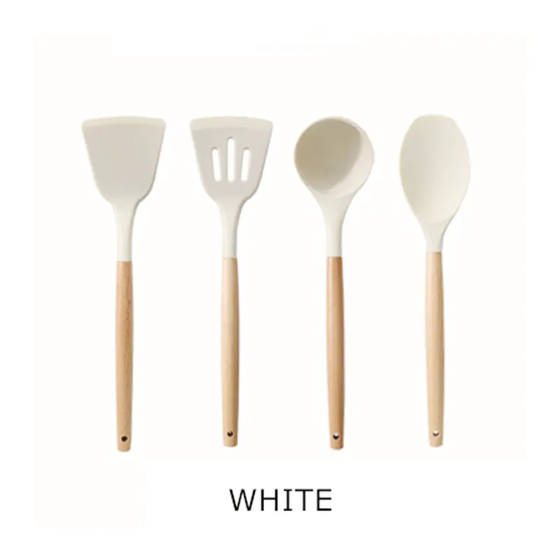 4 em 1 conjunto cozinha acessórios ferramentas silicone cozinha utensílios 4pcs set kitchenwares com madeira lidar com cozinha suprimentos