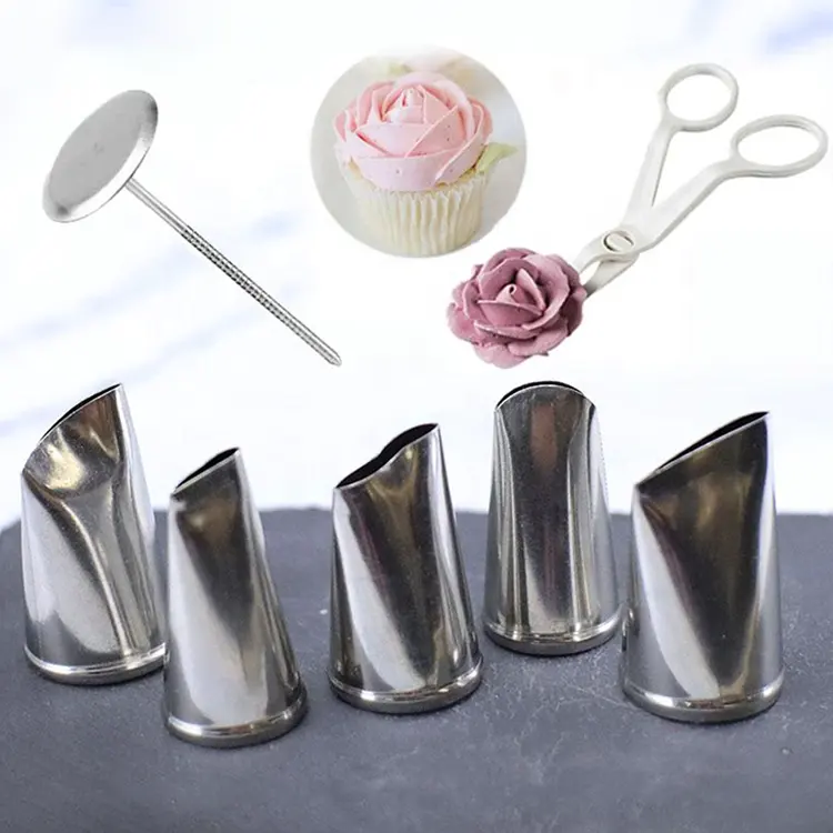 7 teile/satz Edelstahl Rose Petal Icing Rohrleitung sdüse Blumen nagel und Kunststoffs chere für Kuchen Dekorieren Düsen