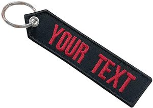 סיטונאי אדום פעמים מול צוות רקמת Keychain Custom בד מפתח תג