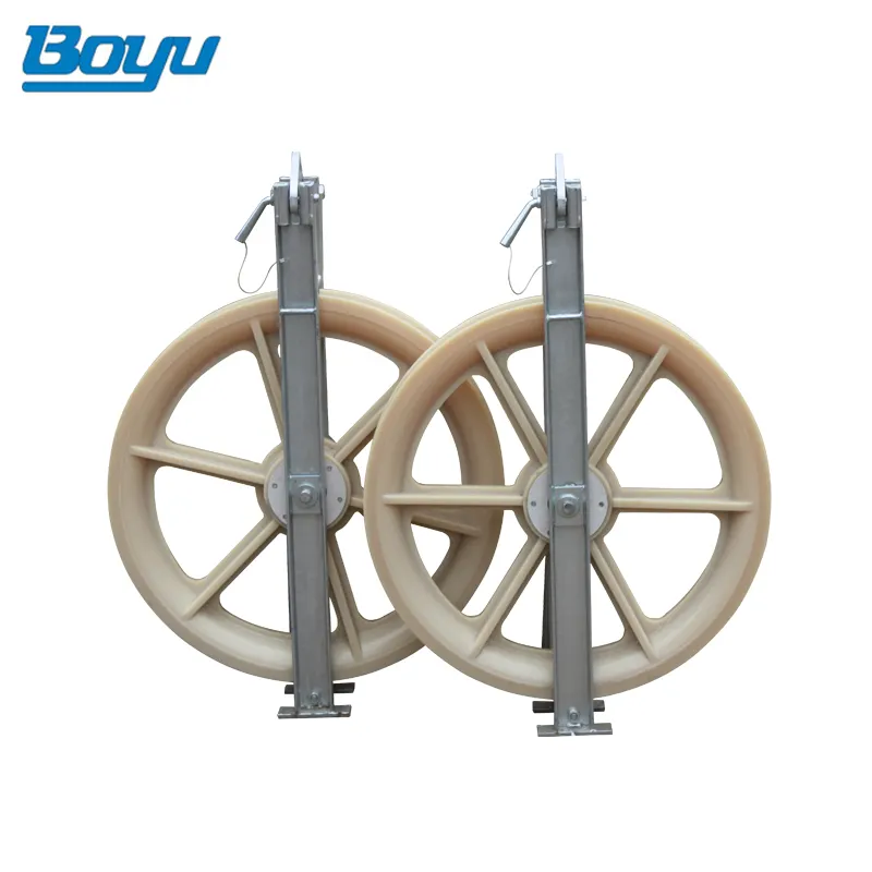 Polea de cable eléctrico de tres ruedas de nylon con marco de acero galvanizado