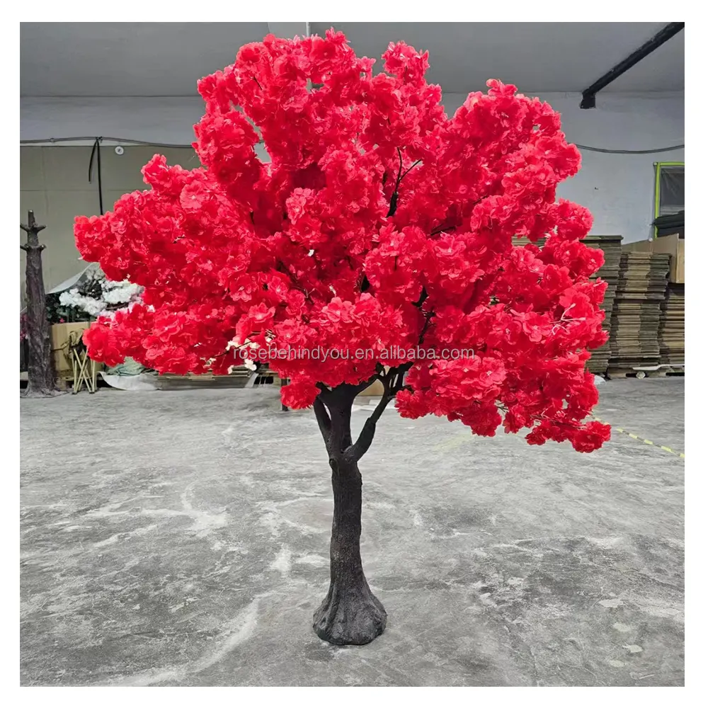 2024 nouveau Design 5ft cerisiers artificiels décoration rouge fleur de cerisier branches d'arbres centres de table