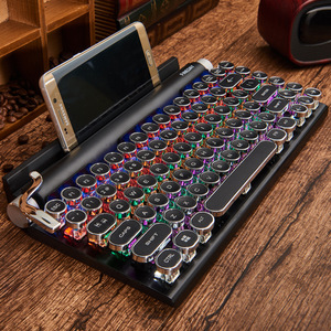 Teclado de máquina de escribir Retro para iPad Laptop, teclas redondas iluminadas, Teclado mecánico inalámbrico para juegos, el mejor teclado de programación