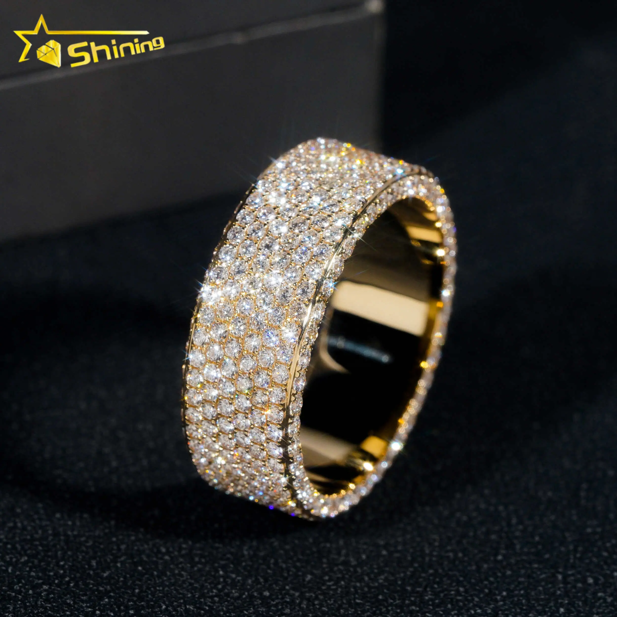 مخصص مجوهرات الهيب هوب اللامع الحقيقية المعمل نما الماس الطبيعي 10K 14K 18K خاتم الخطوبة الذهب الخاتم الكامل الأبدي للرجال