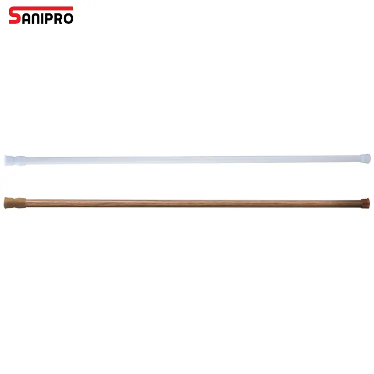 SANIPRO No Drilling Spring Rotation Telescopic 10/13mm Slender Rod Cupboard Bar l Shaped Shower Curtain Poles for Bathroom