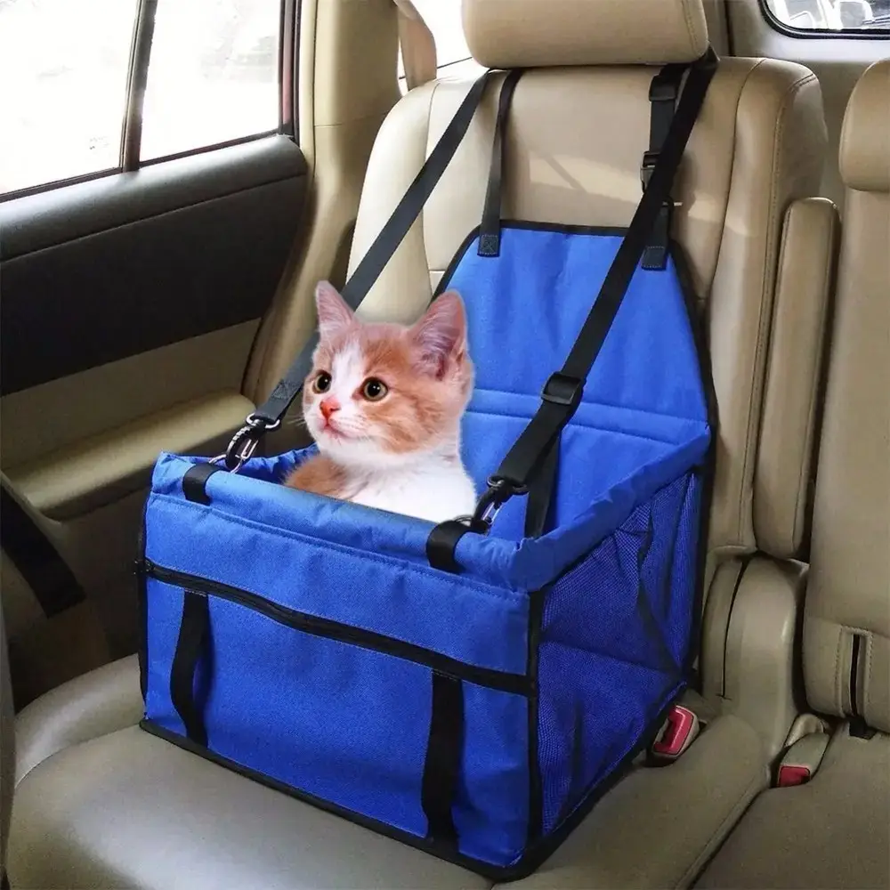 Tapis de voiture pour animaux de compagnie Chat Mesh Bag Respirant et imperméable Double couche Pet Bag Dog Travel Car Mat Pet Car Seat Safety Leash