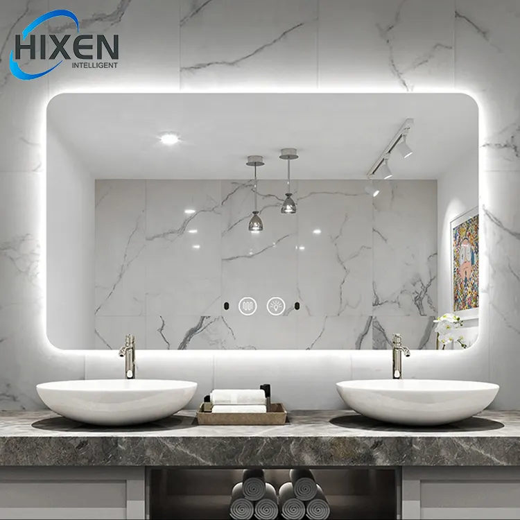 HIXEN 18-8B 2023 Amazon Hot sale New Design Light with Bathroom Mirror Touch Switch Illuminated Magnifying Bathroom Led Mirror