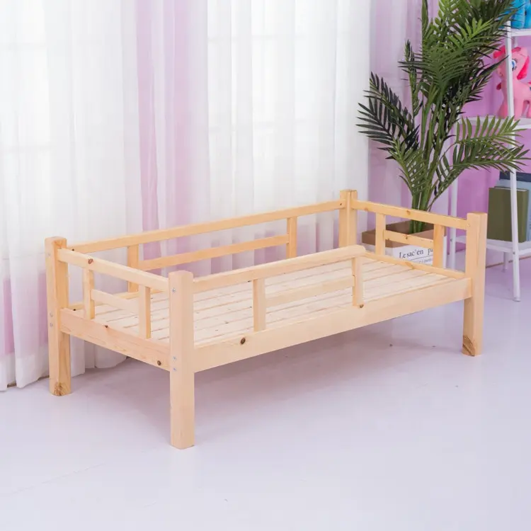 Atacado madeira maciça única cama de casal para crianças crianças descanso cama creche mobiliário crianças cama berço de madeira