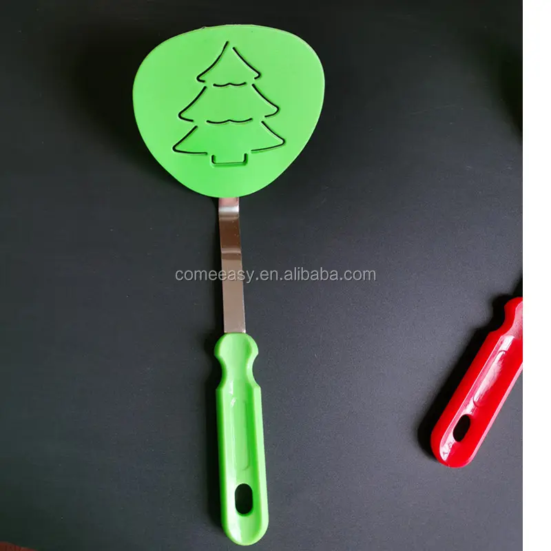 Espátula ranurada para cocinar con diseño de árbol de Navidad de color verde productos de cocina navideña