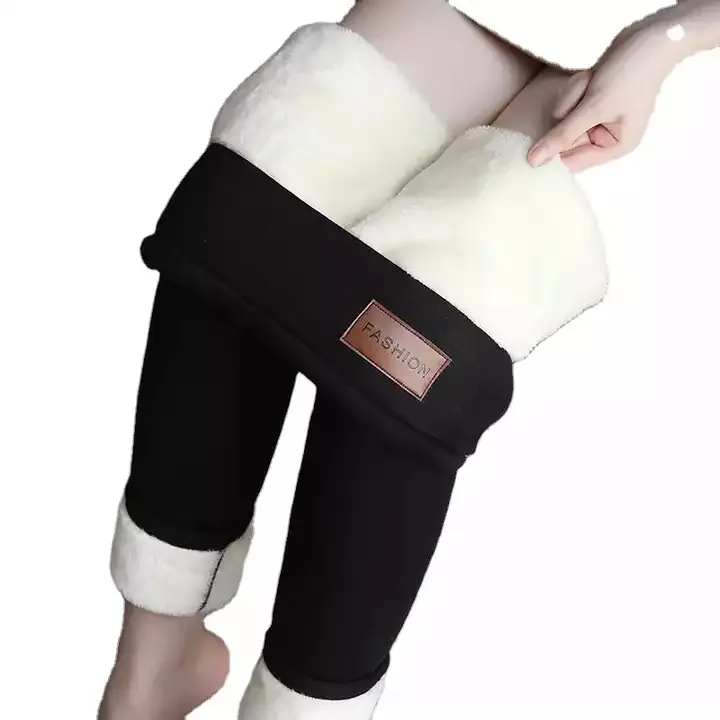 Mulheres de Inverno de Espessura de Veludo Cashmere Calças de Cintura Alta Cor Sólida Manter Quente Magro Tornozelo-Comprimento Calças Legging Elástico