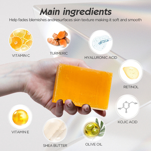 Оптовая продажа, брусок мыла куркумы ручной работы, органические ингредиенты, антисептическое отбеливание, нежная формула для всех типов кожи, на заказ, OEM - Product Image 3