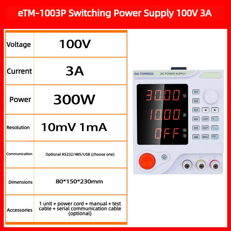 Fuente de alimentación conmutada eTM-1003P 100V3A