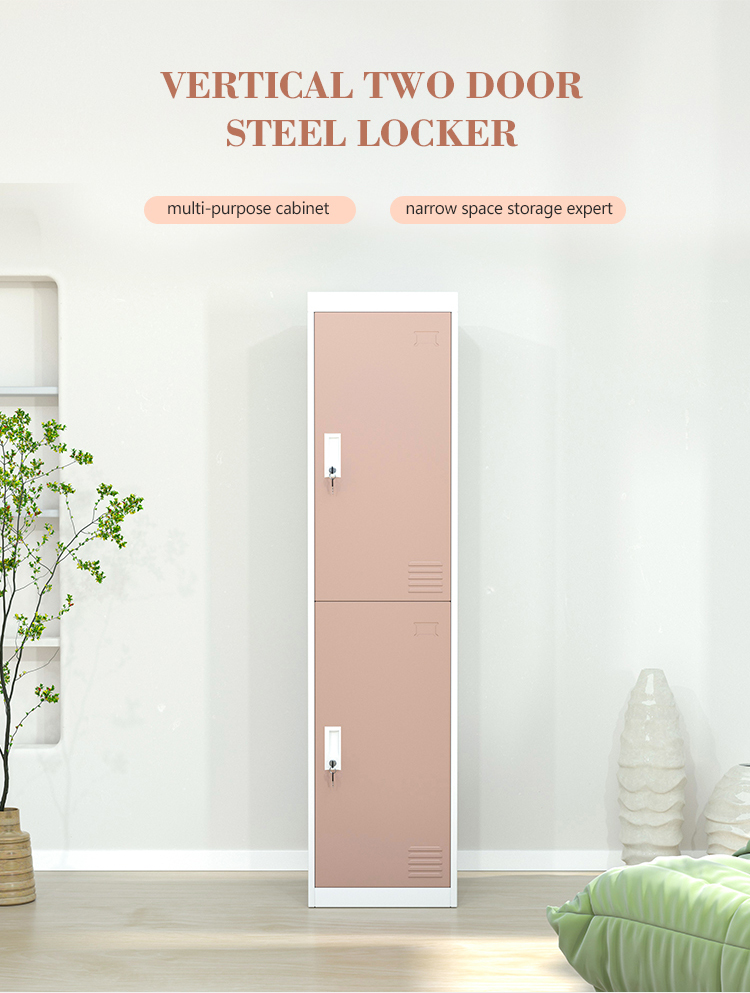 2 Doors Metal Locker Cabinet Vertical Standing With Hanger 0
