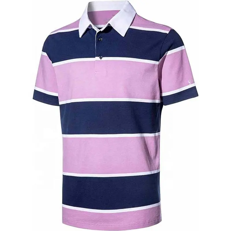 Camicia da rugby in cotone casual a maniche corte da rugby unisex a righe cucite con design OEM