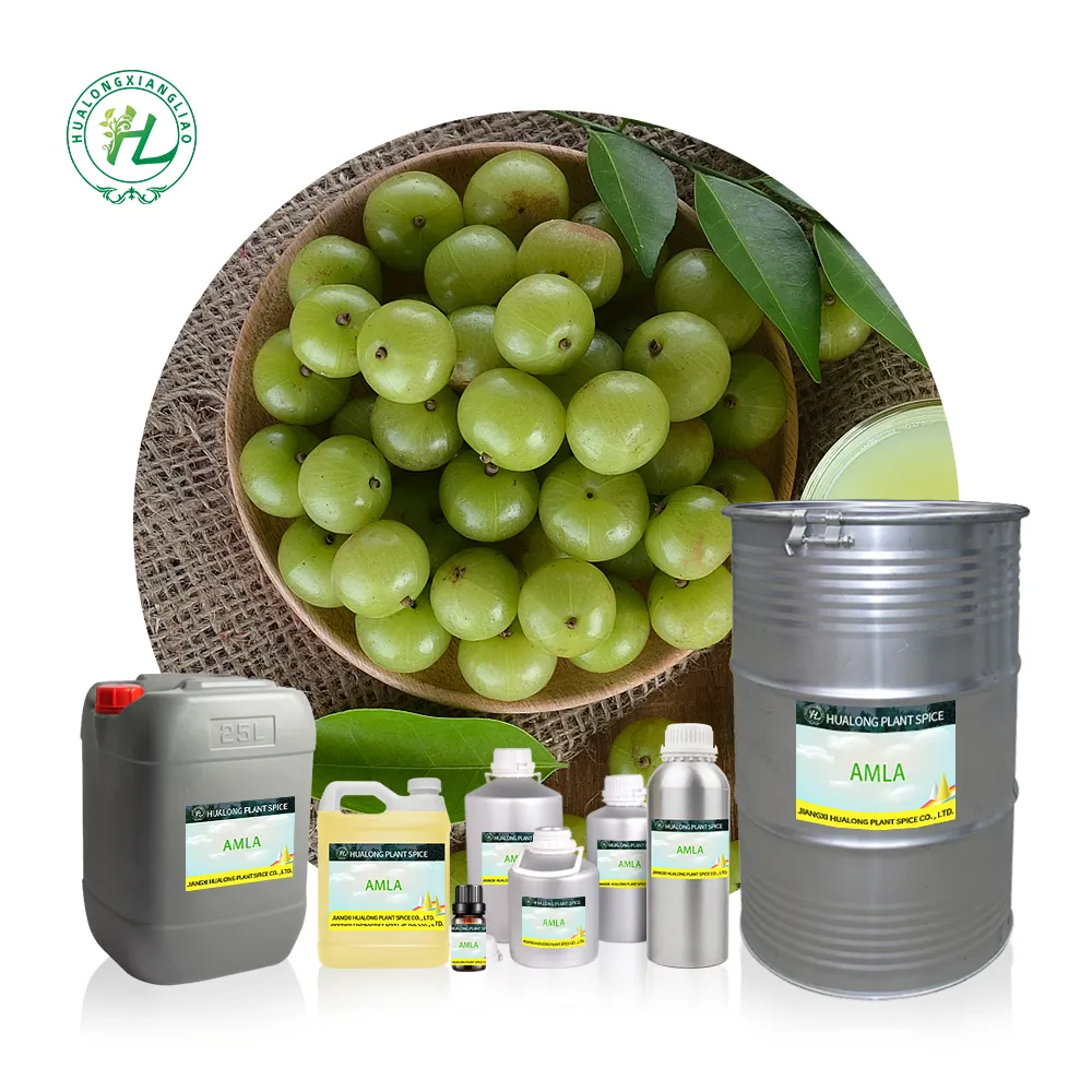 100% Pure Indian gooseberry AMLA Oil Bulk OEM Proveedor, 1KG Organic Phyllanthus Emblica Seed Cold Prensado Oil Carrier Oil Infundido