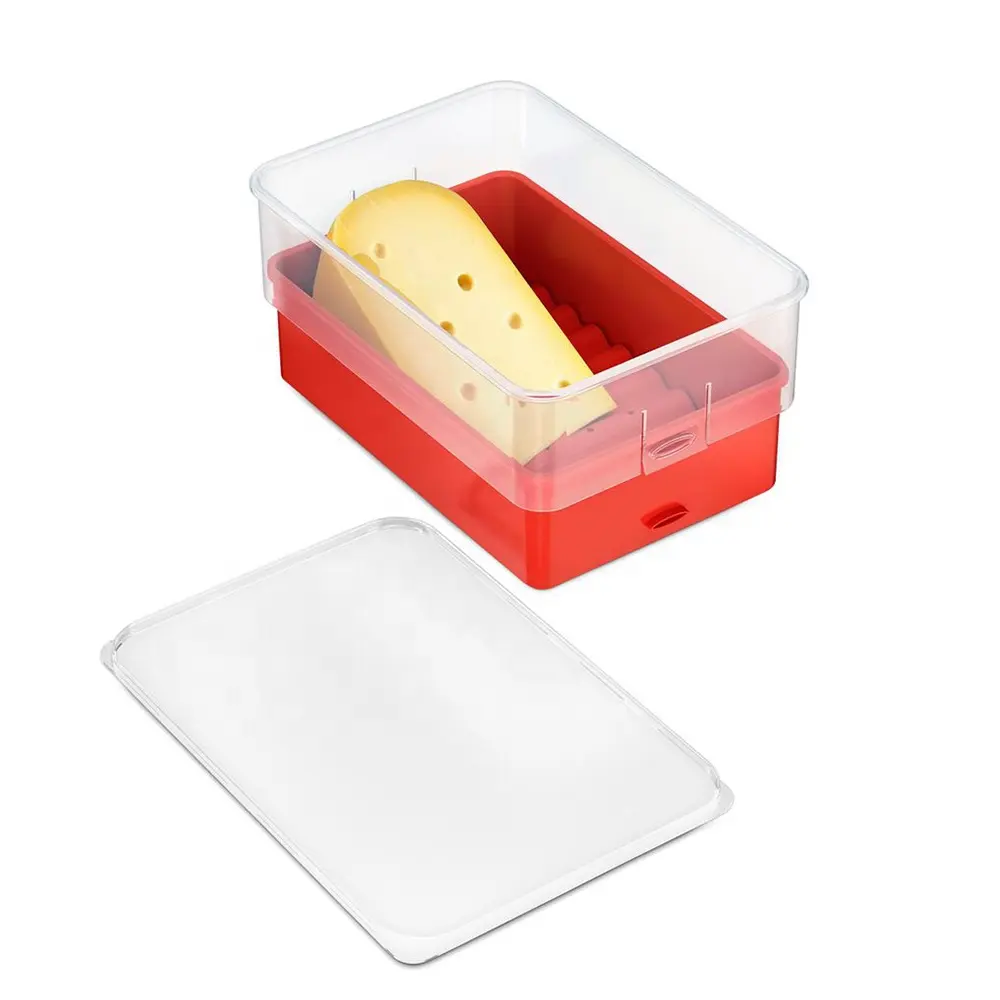 Recipiente de armazenamento de queijo 2 camadas, caixa de armazenamento de queijo para recipiente de manteiga de refrigerado