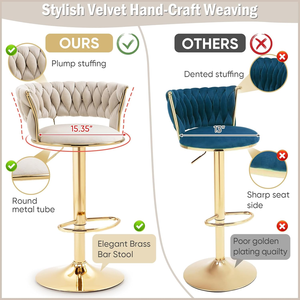 Hiện đại ngà xoay <span class=keywords><strong>Bar</strong></span> ghế có thể điều chỉnh chiều cao vàng trở lại truy cập Phân bếp đảo barstools cho phòng khách ngoài trời - Product Image 6