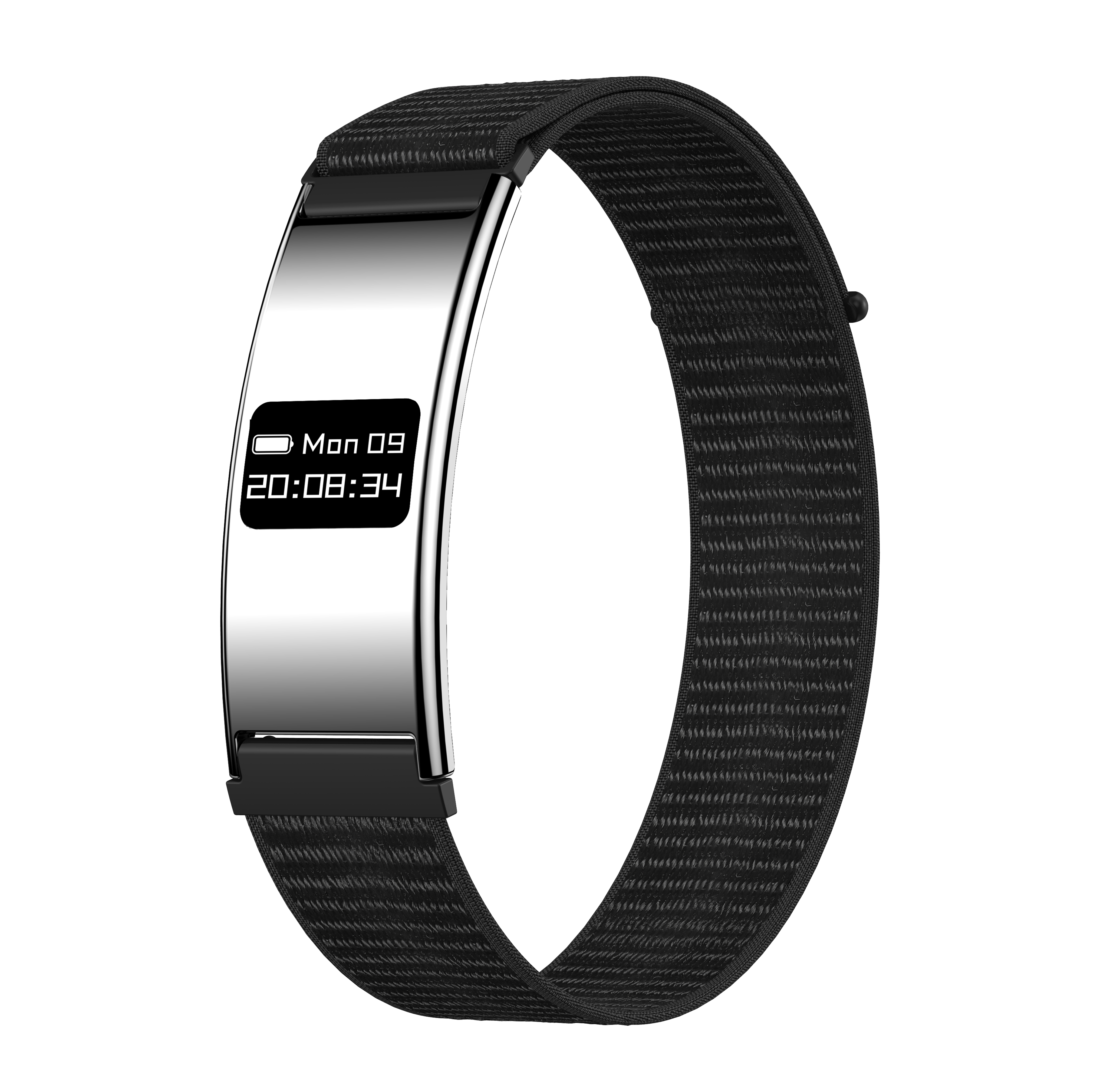 Silver nylon watch strap