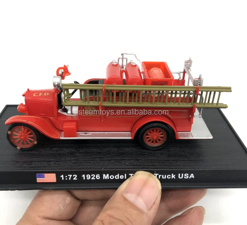 1:72 Diecast modelo coche clásico EE. UU. 1926 modelo T colección Metal camión de bomberos vehículo juguetes modelos de exhibición