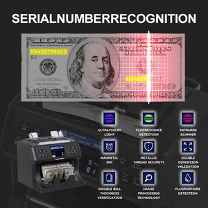 Contador de billetes de mezcla de máquina contadora de dinero de valor portátil con detección de imagen IR y pantalla LED TFT 2CIS - Product Image 4