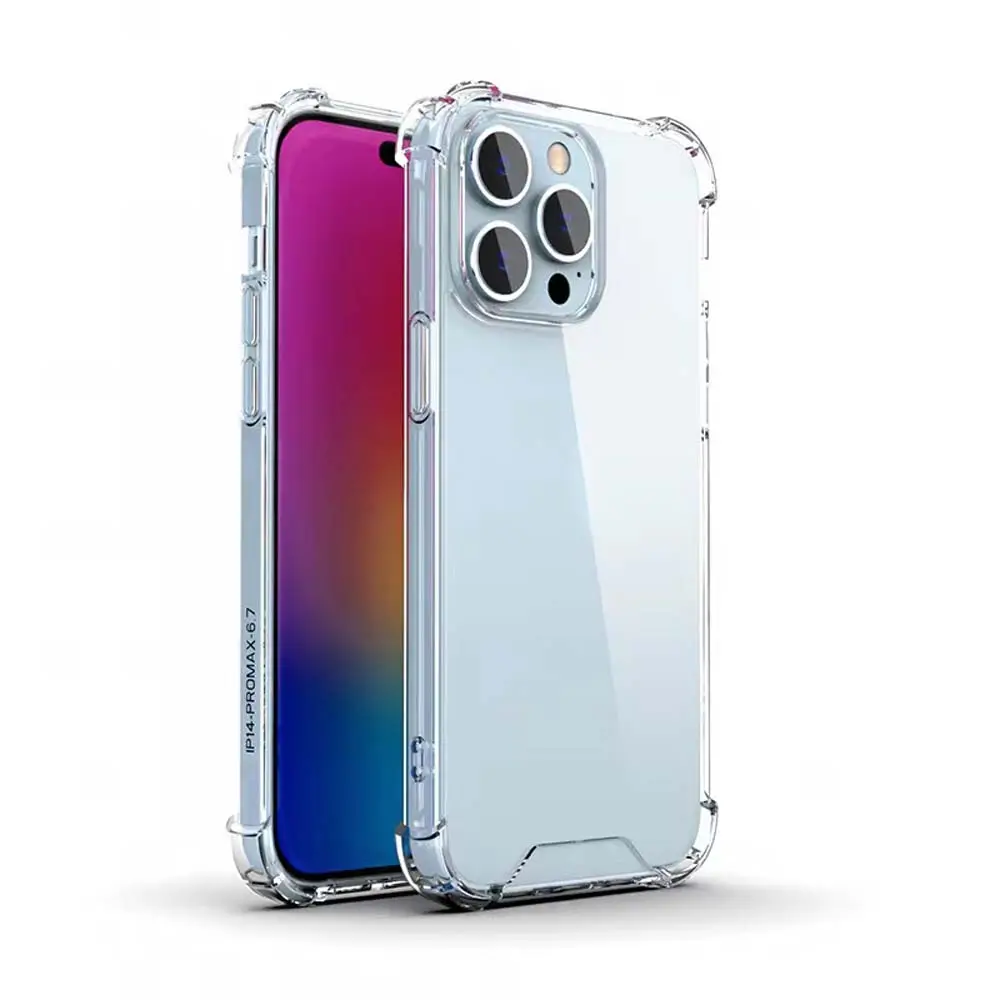 Funda de teléfono acrílica transparente para hombre, carcasa protectora de 1mm de grosor con cuatro esquinas para iPhone 14 pro Max
