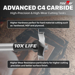 ดอกสว่านเจาะโค้งปรับได้ TIDEWAY หัวเพชรเหล็ก TCT ชุดดอกสว่านเจาะบานพับ สำหรับการตัดไม้แบบตรงกลาง - Product Image 3