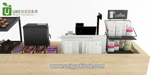 Mostrador de pago de alto nivel, Mostrador de caja, Mostrador de caja moderno, mesa de supermercado minorista con estante de exhibición a la venta - Product Image 3