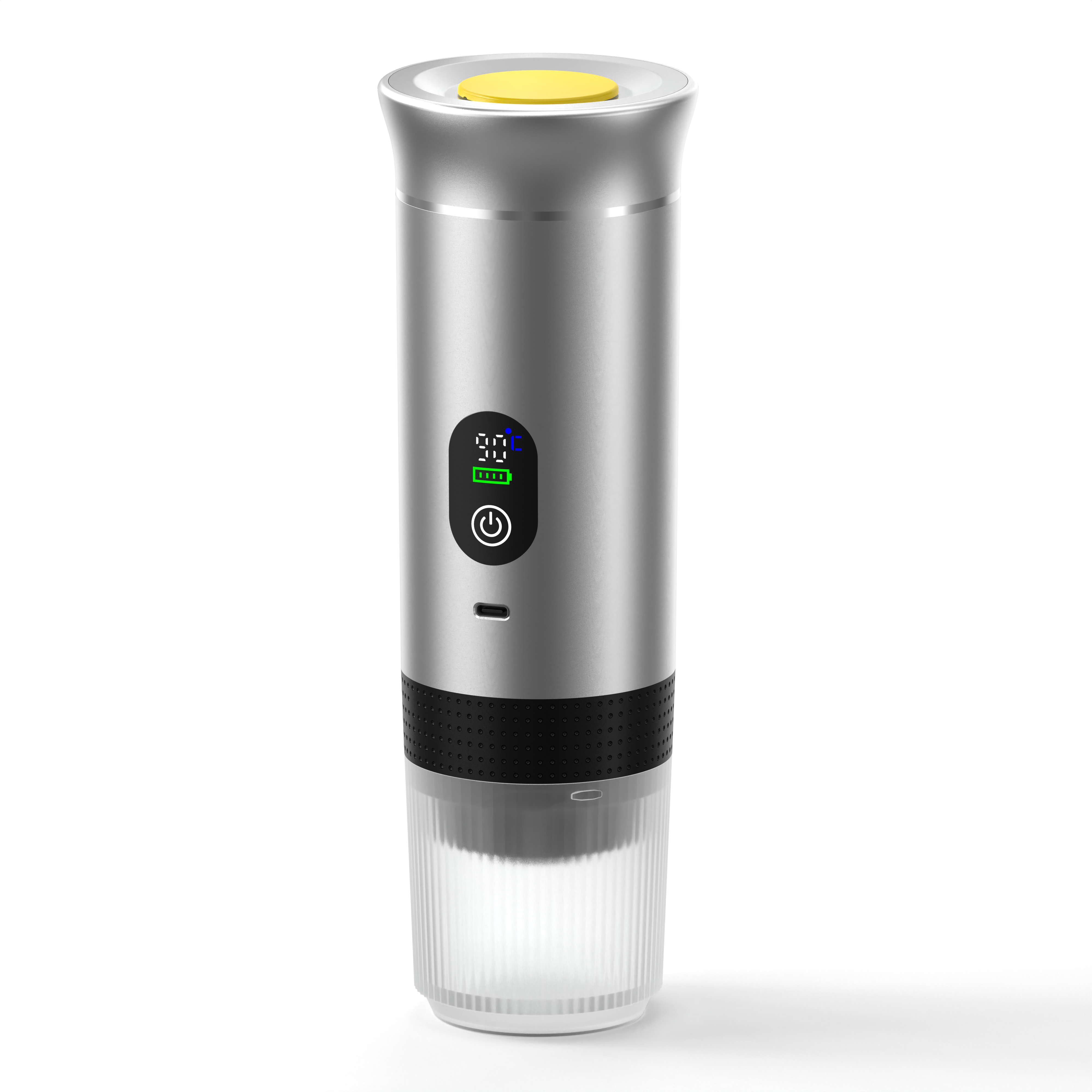 Cafetera USB plateada metalizada