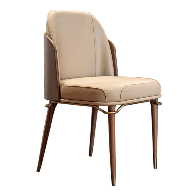 S25 leather and solid wood dining chair