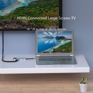 Çok İşlevli dizüstü yerleştirme istasyonu tipi C 6 in 1 Dock SD/TF kart okuyucu Hub Ethernet RJ45 USB adaptörü - Product Image 4