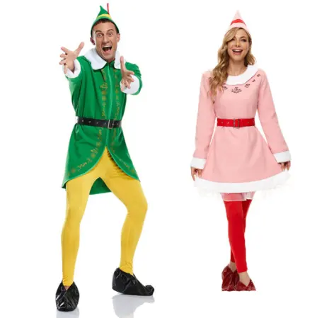 Disfraz de Buddy The Elf y Jovi, disfraces de elfo navideño para adultos, parejas, mujeres, hombres, ropa de actuación de talla grande