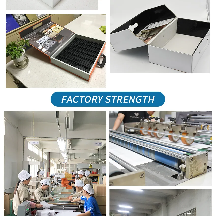 Factory Custom Foldable Sample Quartz Showcase Cardboard Folding Packaging Ceramic Tile Storage Paper Carton Magnetic Stone Box