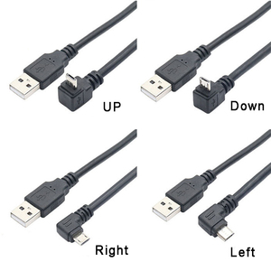 OEM定制USB 2.0 a公到左角度5针微型Usb公电缆0.3m 1ft - Product Image 2