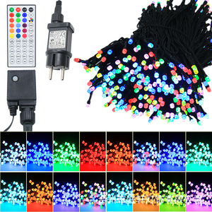 2024 200 светодиодов RGB, меняющая рождественскую елку, светодиодная подсветка с 7 функциональным зеленым проводом, уличные огни, декор с дистанционным таймером - Product Image 2