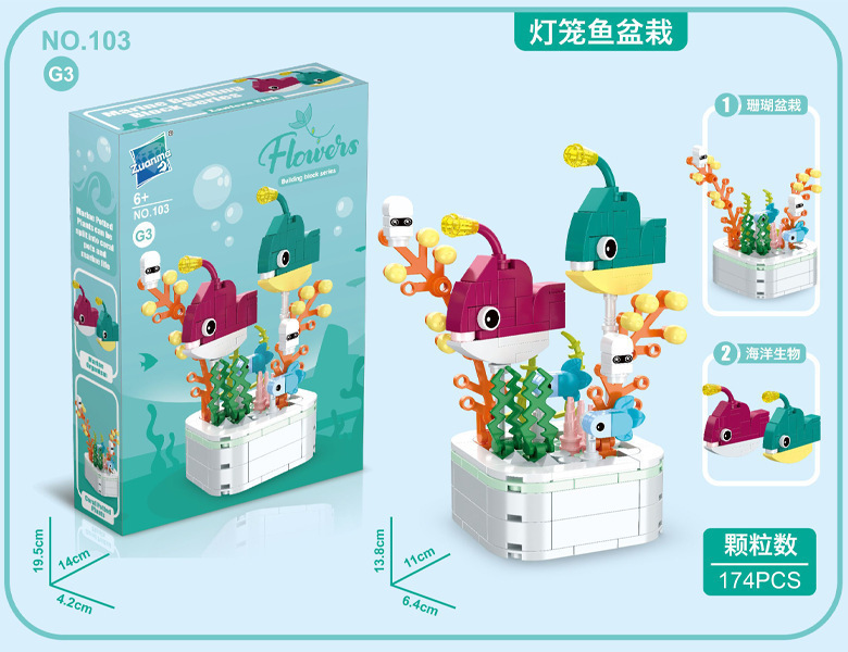 Boîte de 103g-3 lanternes couleur poisson
