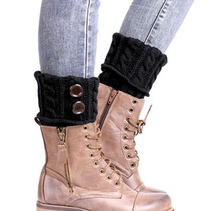 Người Phụ Nữ Thiết Kế Mới Cáp Dệt Kim Boot Cuffs, Người Phụ Nữ Ruffled Dệt Kim Leg Warmer, Loom Dệt Kim Leg Warmer - Product Image 2