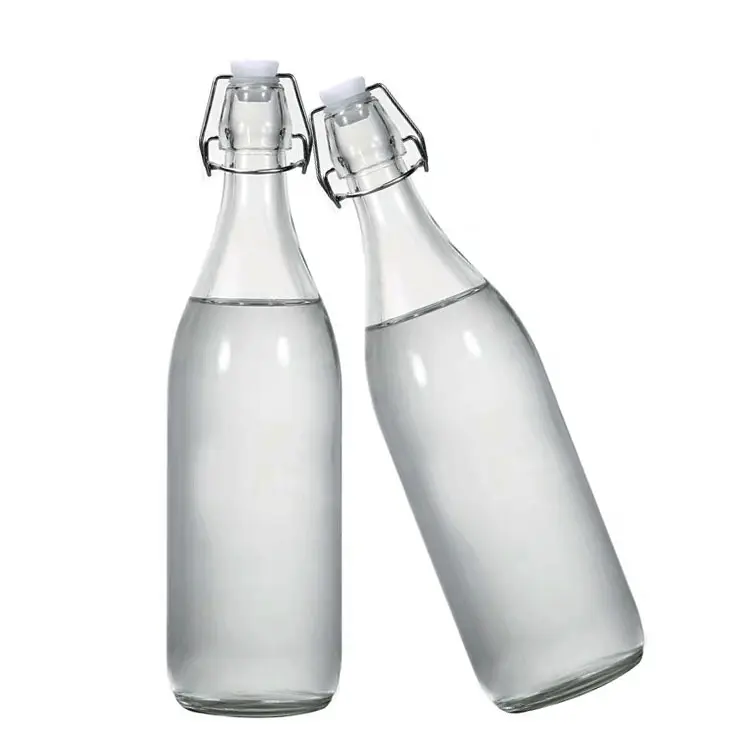 Oshow atacado embalagem de bebidas leite de água uso garrafa de cerveja de vidro com balanço superior
