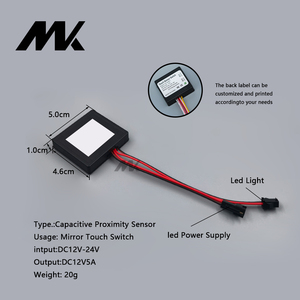 12v/24v 5A 60w单键触摸调光开关电容式传感器，带三色发光二极管智能感应开关，用于浴室镜子 - Product Image 5