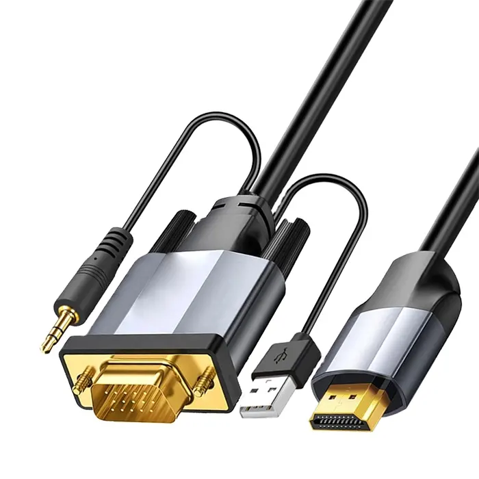 HDMI-Stecker aus Aluminium legierung auf VGA-Stecker Konverter adapter Video kabel unterstützt 3 d1080p und mit Audio ausgang