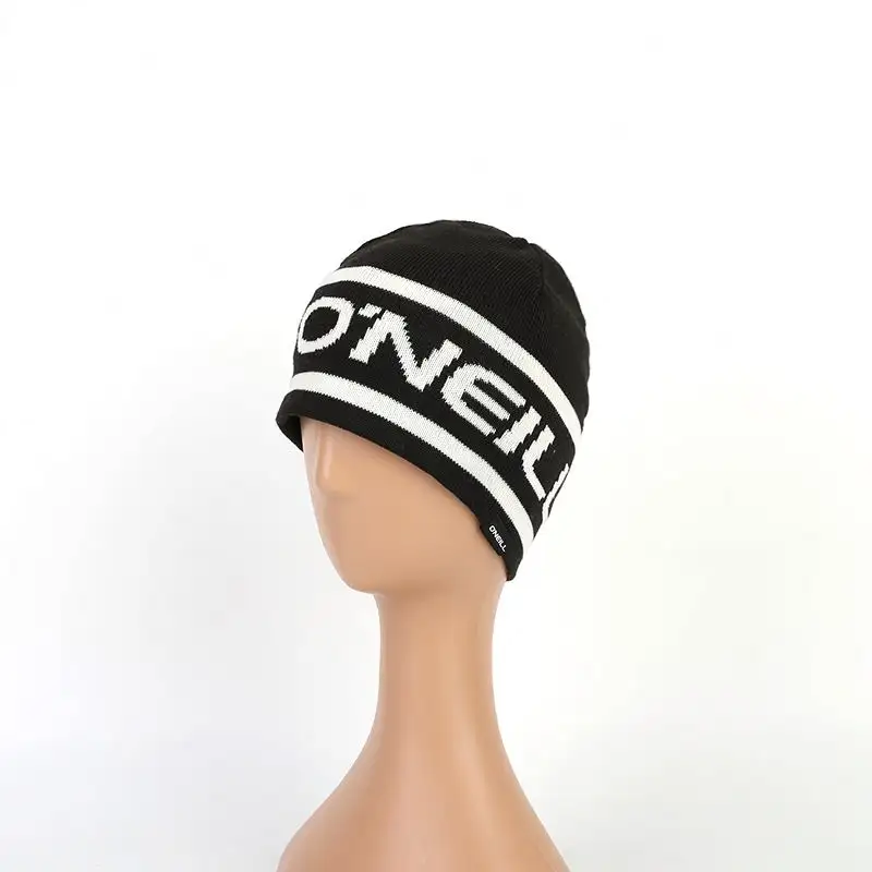 Mulheres Black Woolly Knit Custom Beanie Wholesale Hat Custom Beanie Hat Manter Quente Ao Ar Livre Gorros